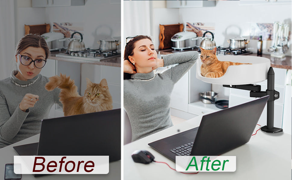 NestChroix Cat Bed Desk Clamp for Kitty Cat Elevated Pet Beds on Desk Cat Box with Pet Mat Indoor Outdoor Use